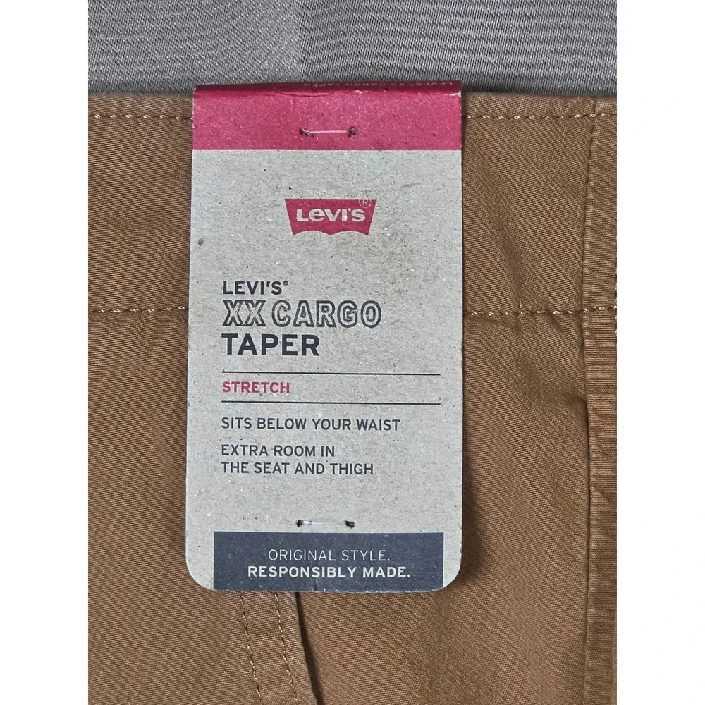 Levi's XX Cargo Taper Pants Mens 36x32 Brown Stretch Canvas NWT